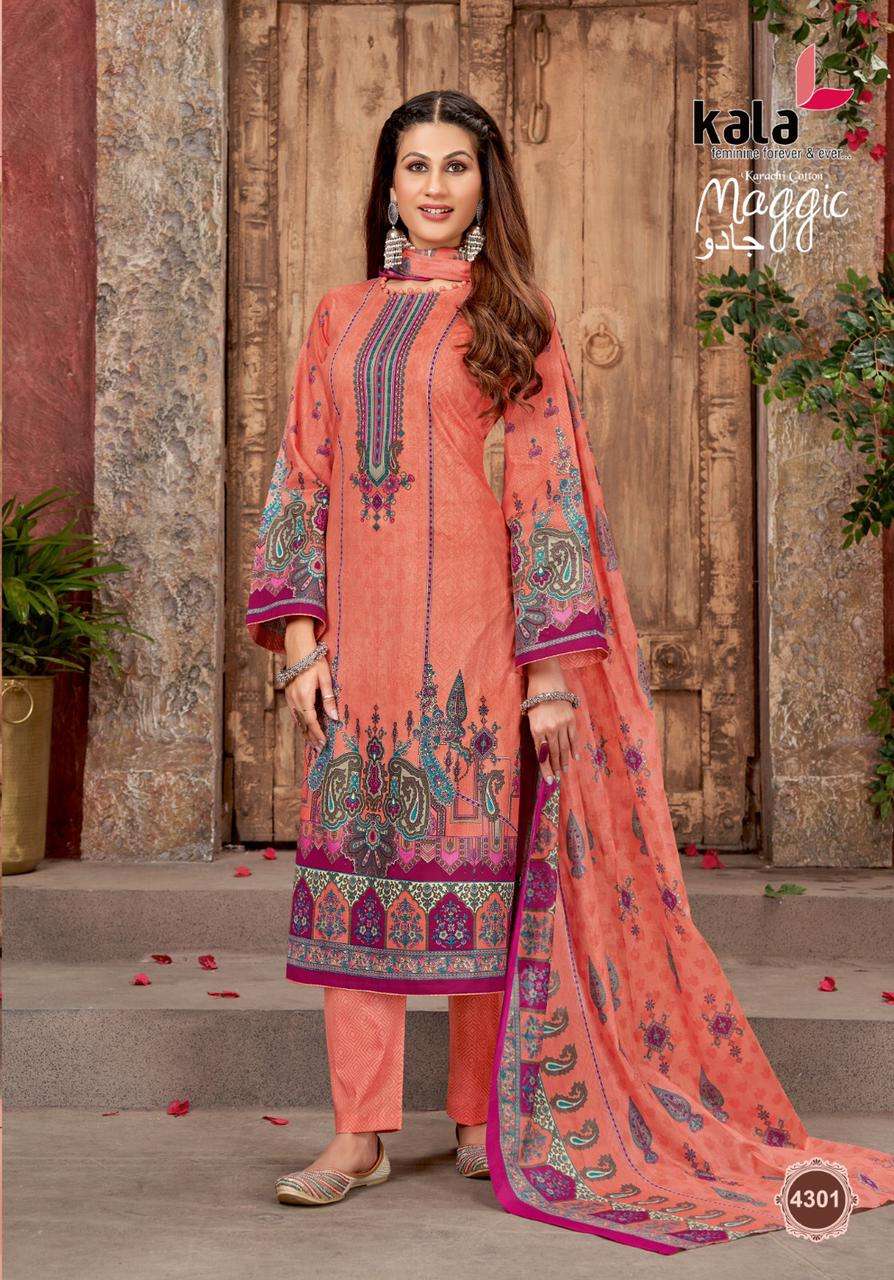 Maggic Vol-18 By Kala 4301 To 4312 Series Beautiful Suits Stylish Colorful Fancy Casual Wear & Ethnic Wear Pure Cotton Print Dresses At Wholesale Price