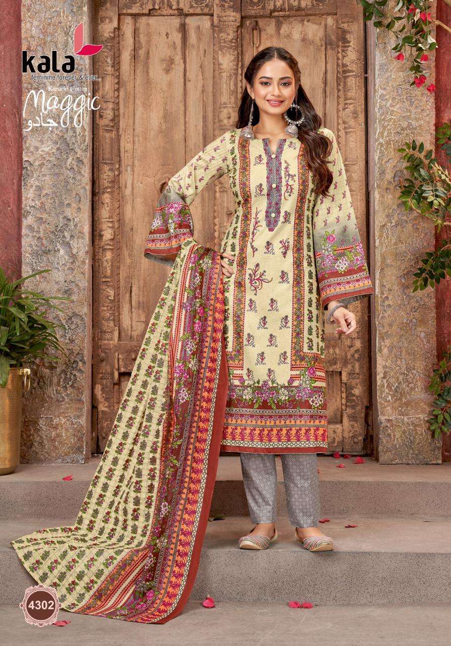 Maggic Vol-18 By Kala 4301 To 4312 Series Beautiful Suits Stylish Colorful Fancy Casual Wear & Ethnic Wear Pure Cotton Print Dresses At Wholesale Price