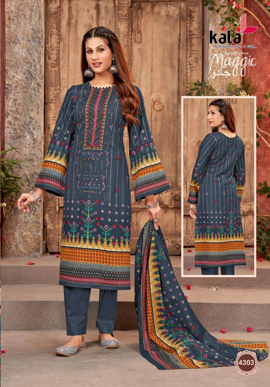 Maggic Vol-18 By Kala 4301 To 4312 Series Beautiful Suits Stylish Colorful Fancy Casual Wear & Ethnic Wear Pure Cotton Print Dresses At Wholesale Price