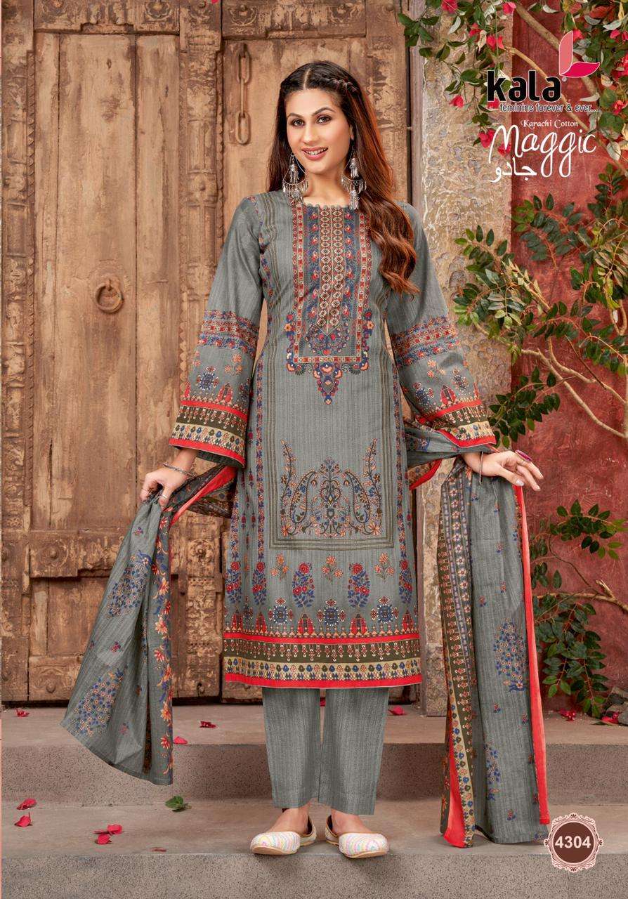 Maggic Vol-18 By Kala 4301 To 4312 Series Beautiful Suits Stylish Colorful Fancy Casual Wear & Ethnic Wear Pure Cotton Print Dresses At Wholesale Price