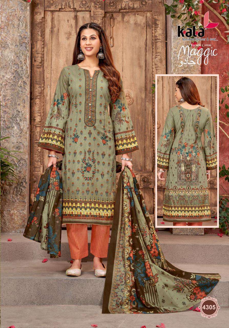 Maggic Vol-18 By Kala 4301 To 4312 Series Beautiful Suits Stylish Colorful Fancy Casual Wear & Ethnic Wear Pure Cotton Print Dresses At Wholesale Price