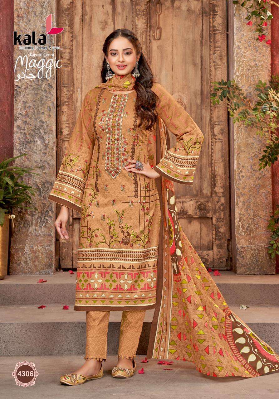 Maggic Vol-18 By Kala 4301 To 4312 Series Beautiful Suits Stylish Colorful Fancy Casual Wear & Ethnic Wear Pure Cotton Print Dresses At Wholesale Price