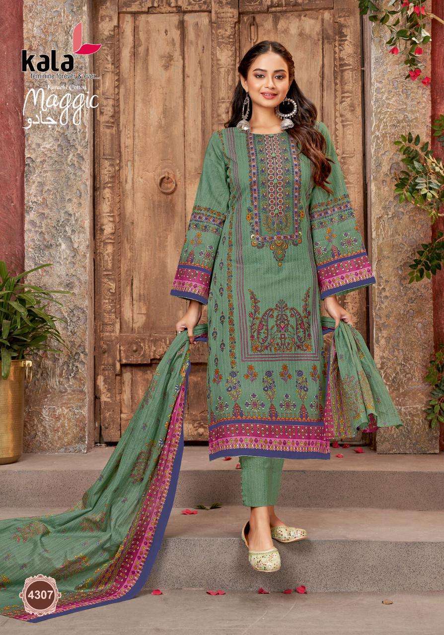 Maggic Vol-18 By Kala 4301 To 4312 Series Beautiful Suits Stylish Colorful Fancy Casual Wear & Ethnic Wear Pure Cotton Print Dresses At Wholesale Price