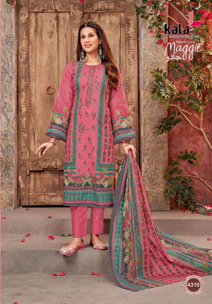 Maggic Vol-18 By Kala 4301 To 4312 Series Beautiful Suits Stylish Colorful Fancy Casual Wear & Ethnic Wear Pure Cotton Print Dresses At Wholesale Price