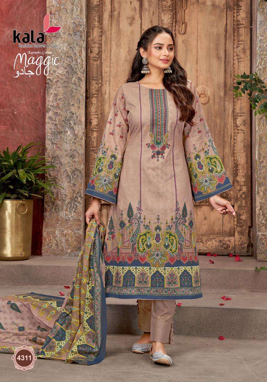 Maggic Vol-18 By Kala 4301 To 4312 Series Beautiful Suits Stylish Colorful Fancy Casual Wear & Ethnic Wear Pure Cotton Print Dresses At Wholesale Price