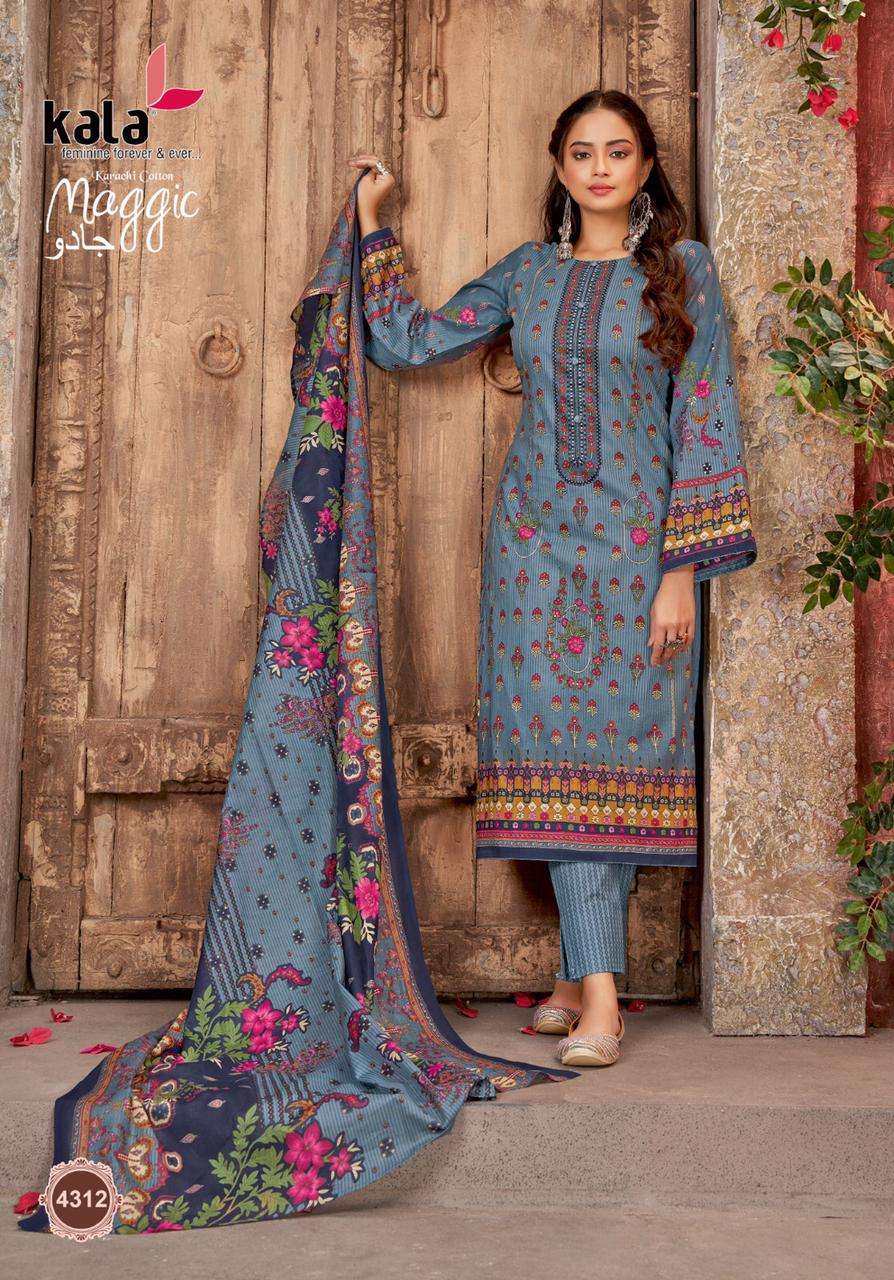 Maggic Vol-18 By Kala 4301 To 4312 Series Beautiful Suits Stylish Colorful Fancy Casual Wear & Ethnic Wear Pure Cotton Print Dresses At Wholesale Price