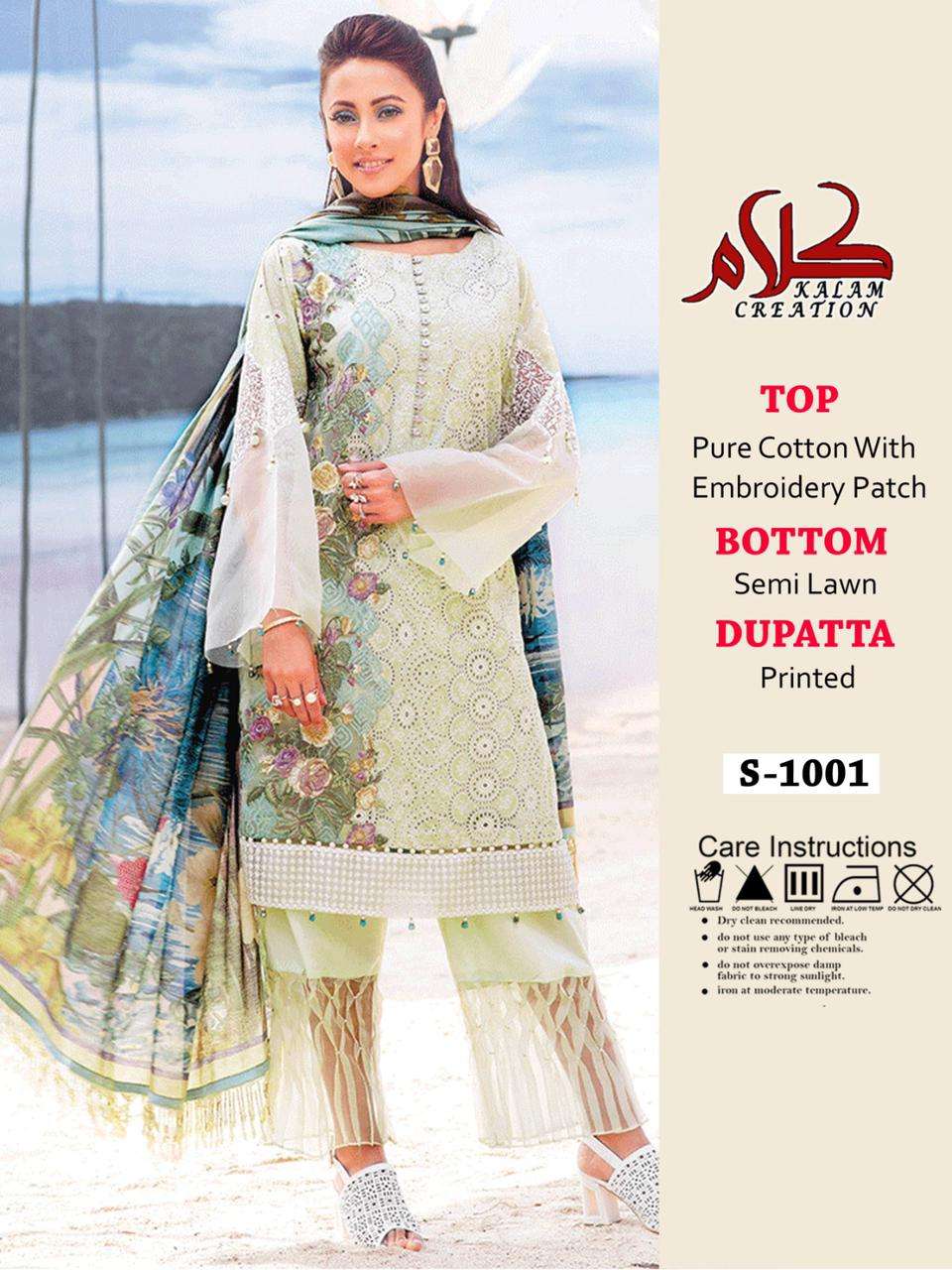 Luxury Lawn Collection By Kalam Creation 1001 To 1002 Series Beautiful Pakistani Suits Colorful Stylish Fancy Casual Wear & Ethnic Wear Pure Cotton Print With Embroidered Dresses At Wholesale Price
