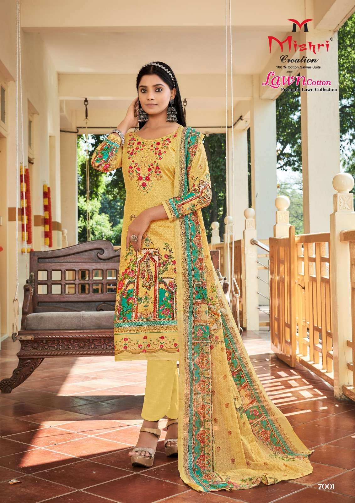 Lawn Cotton Vol-7 By Mishri 7001 To 7006 Series Beautiful Stylish Suits Fancy Colorful Casual Wear & Ethnic Wear & Ready To Wear Pure Cotton Printed Dresses At Wholesale Price