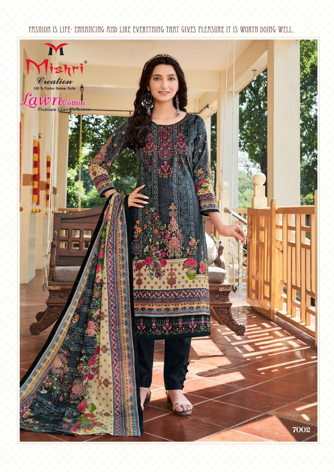 Lawn Cotton Vol-7 By Mishri 7001 To 7006 Series Beautiful Stylish Suits Fancy Colorful Casual Wear & Ethnic Wear & Ready To Wear Pure Cotton Printed Dresses At Wholesale Price