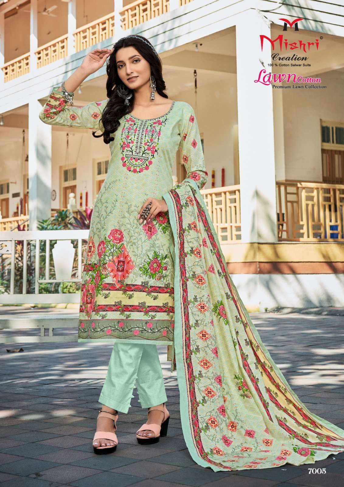 Lawn Cotton Vol-7 By Mishri 7001 To 7006 Series Beautiful Stylish Suits Fancy Colorful Casual Wear & Ethnic Wear & Ready To Wear Pure Cotton Printed Dresses At Wholesale Price