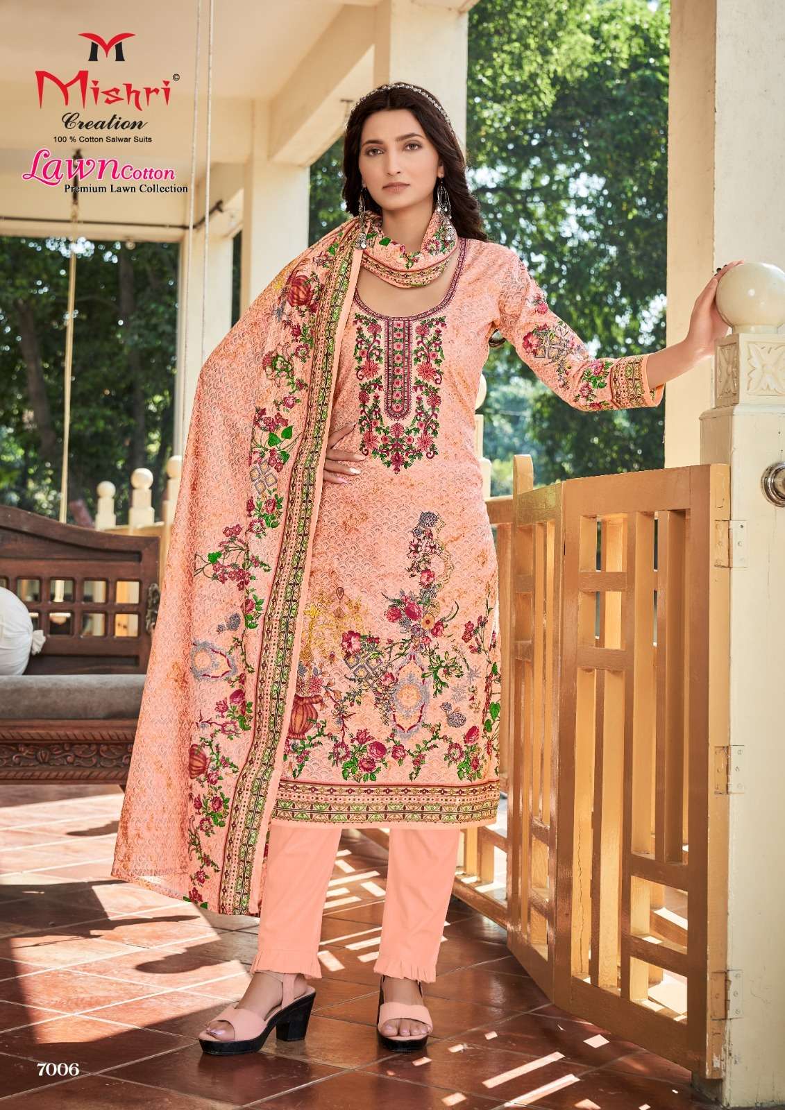 Lawn Cotton Vol-7 By Mishri 7001 To 7006 Series Beautiful Stylish Suits Fancy Colorful Casual Wear & Ethnic Wear & Ready To Wear Pure Cotton Printed Dresses At Wholesale Price