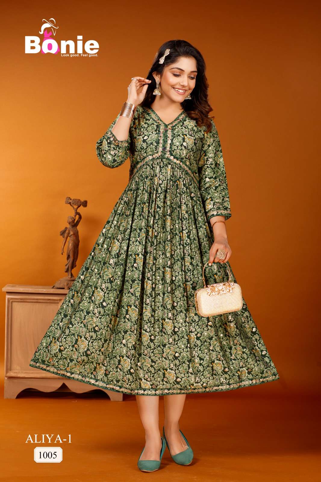 Aliya By Bonie 1001 To 1006 Series Beautiful Stylish Fancy Colorful Casual Wear & Ethnic Wear Chanderi Prints Kurtis At Wholesale Price
