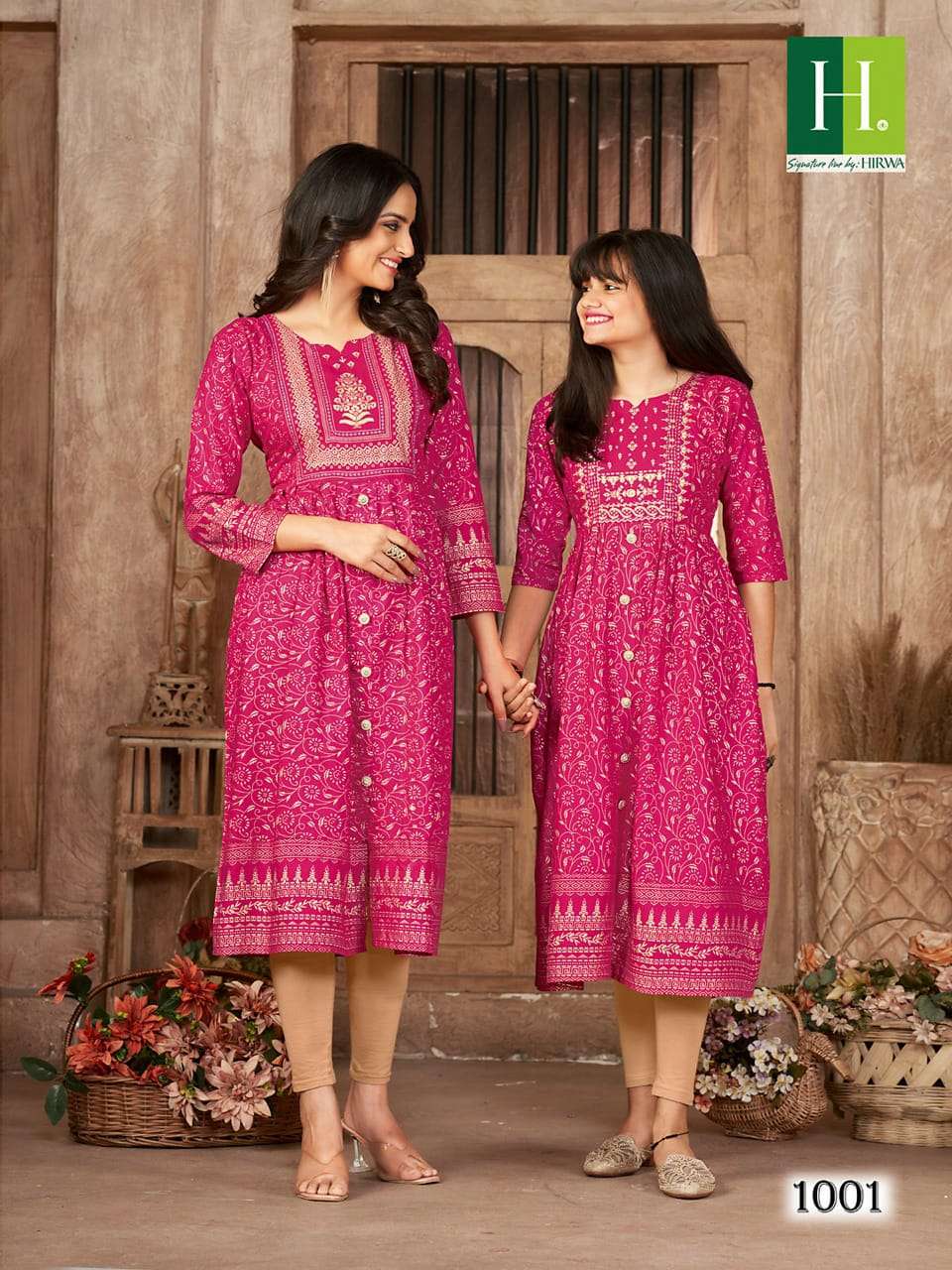 Me And Mom By Hirwa 1001 To 1008 Series Beautiful Stylish Fancy Colorful Casual Wear & Ethnic Wear Rayon Foil Kurtis At Wholesale Price
