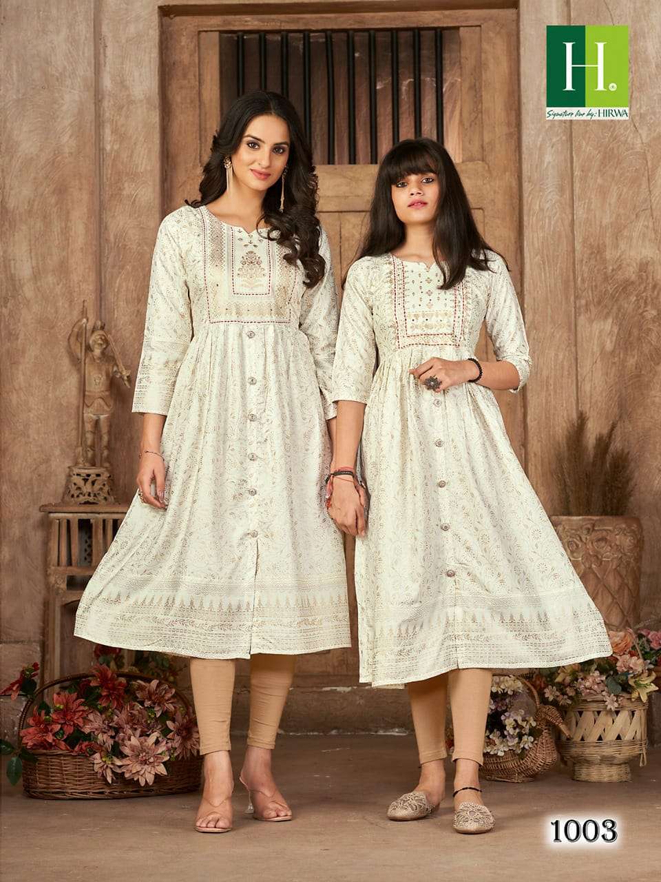 Me And Mom By Hirwa 1001 To 1008 Series Beautiful Stylish Fancy Colorful Casual Wear & Ethnic Wear Rayon Foil Kurtis At Wholesale Price