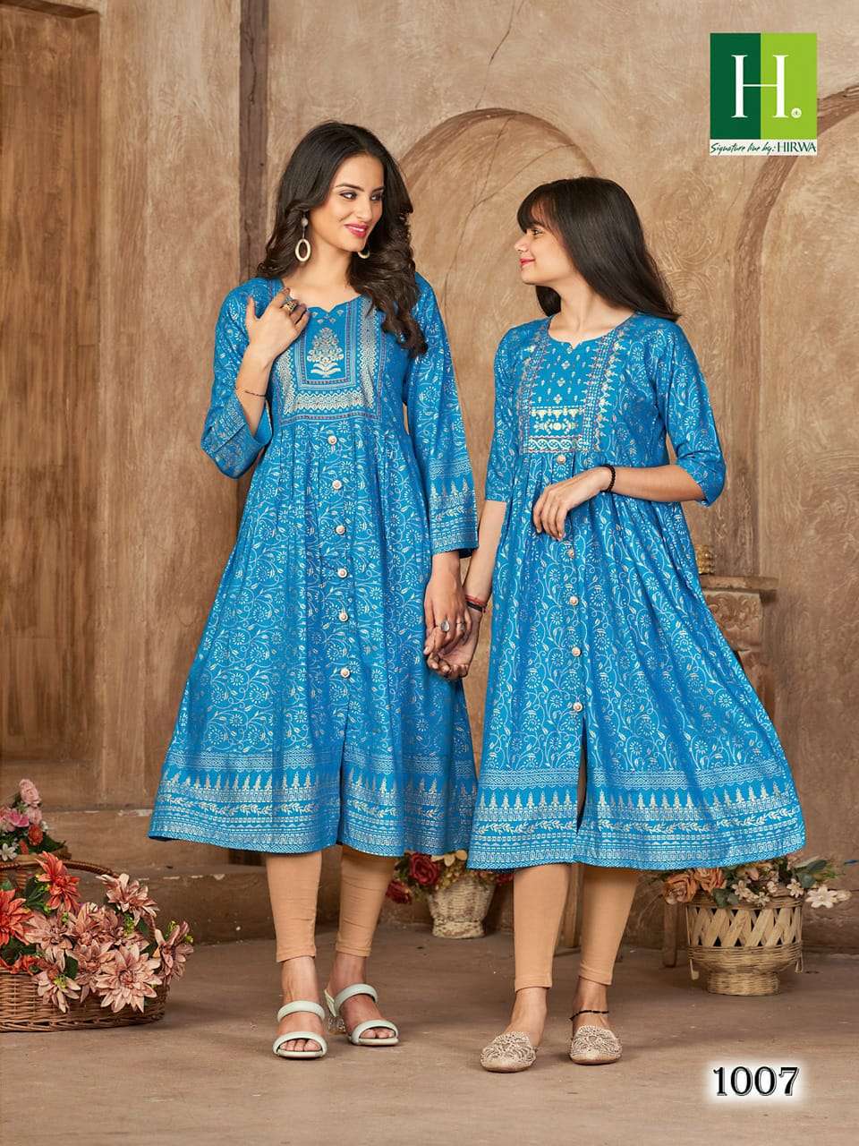 Me And Mom By Hirwa 1001 To 1008 Series Beautiful Stylish Fancy Colorful Casual Wear & Ethnic Wear Rayon Foil Kurtis At Wholesale Price