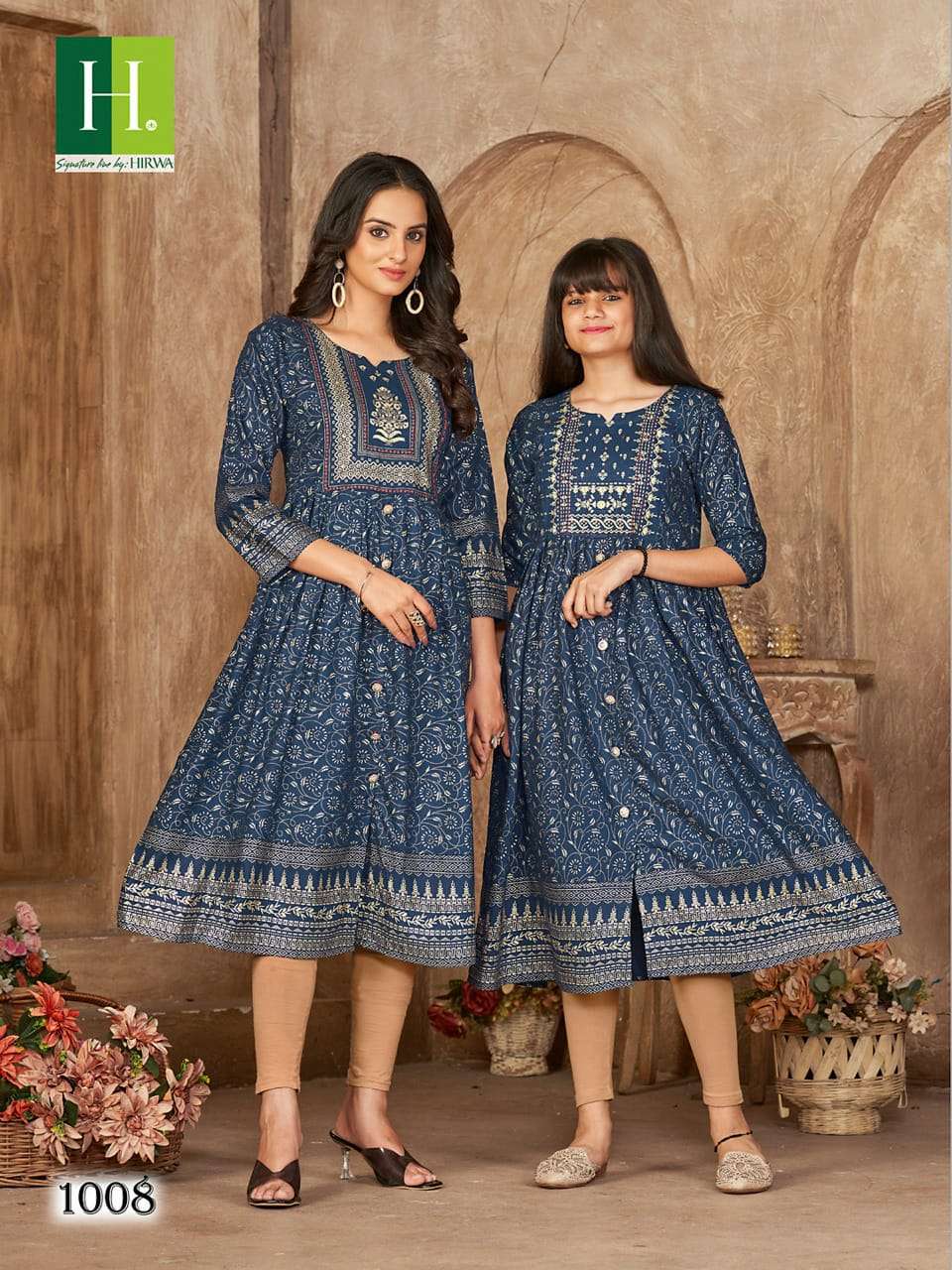 Me And Mom By Hirwa 1001 To 1008 Series Beautiful Stylish Fancy Colorful Casual Wear & Ethnic Wear Rayon Foil Kurtis At Wholesale Price