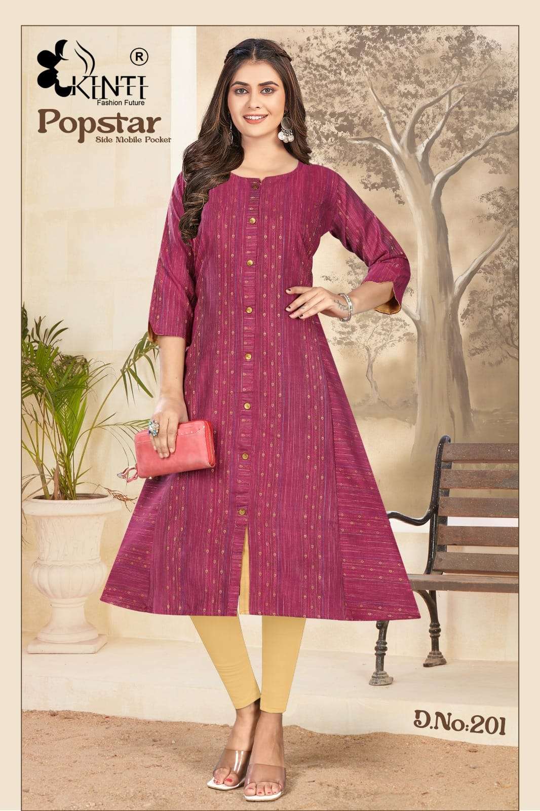 popstar Vol-2 By Kinti 201 To 208 Series Beautiful Stylish Fancy Colorful Casual Wear & Ethnic Wear Handloom Kurtis At Wholesale Price