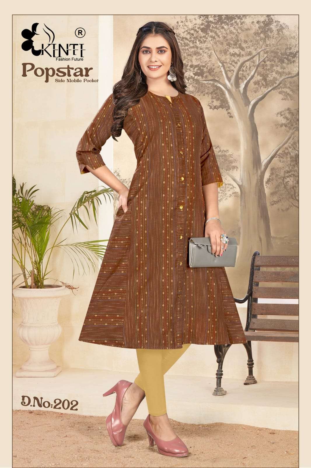 popstar Vol-2 By Kinti 201 To 208 Series Beautiful Stylish Fancy Colorful Casual Wear & Ethnic Wear Handloom Kurtis At Wholesale Price
