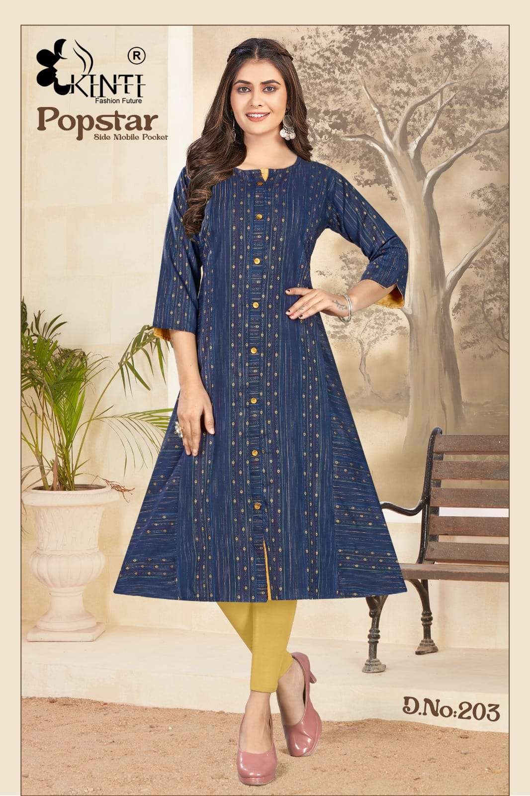 popstar Vol-2 By Kinti 201 To 208 Series Beautiful Stylish Fancy Colorful Casual Wear & Ethnic Wear Handloom Kurtis At Wholesale Price