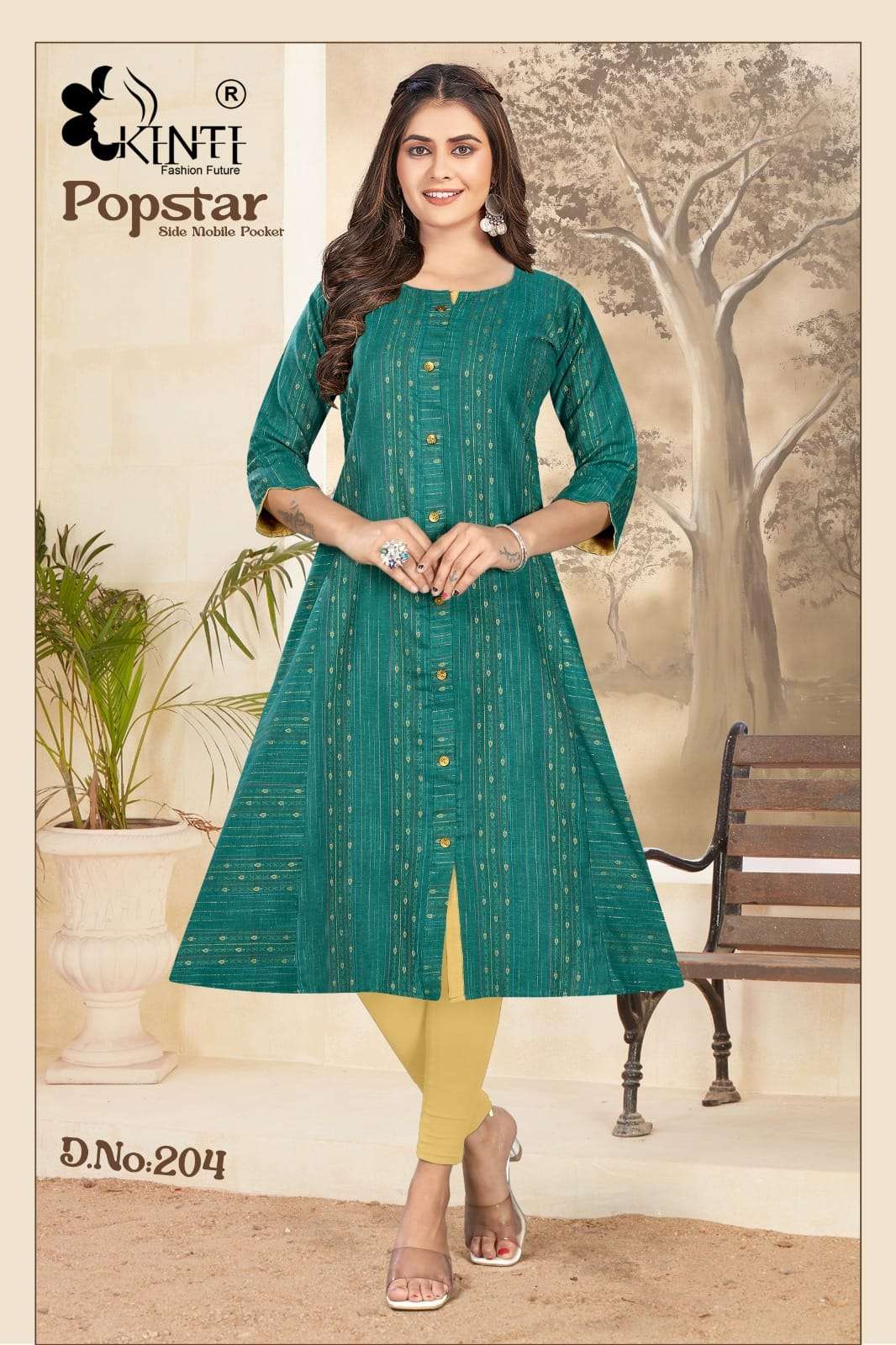 popstar Vol-2 By Kinti 201 To 208 Series Beautiful Stylish Fancy Colorful Casual Wear & Ethnic Wear Handloom Kurtis At Wholesale Price