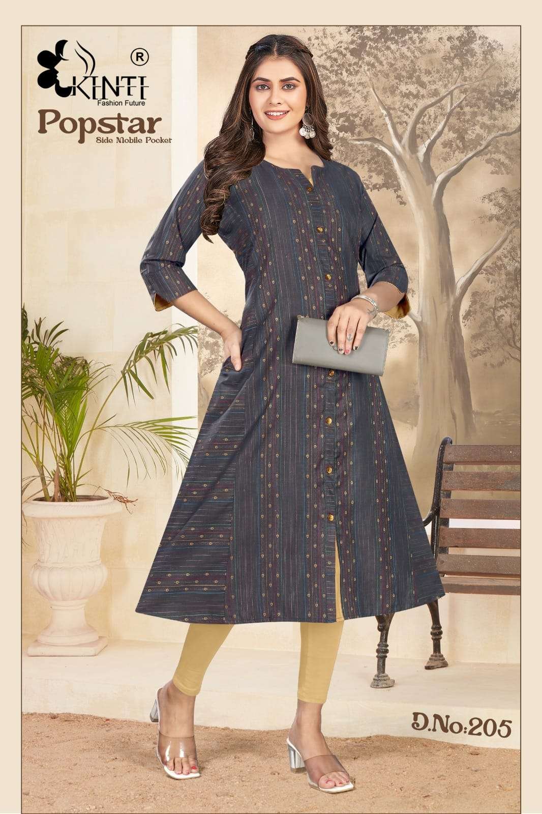 popstar Vol-2 By Kinti 201 To 208 Series Beautiful Stylish Fancy Colorful Casual Wear & Ethnic Wear Handloom Kurtis At Wholesale Price