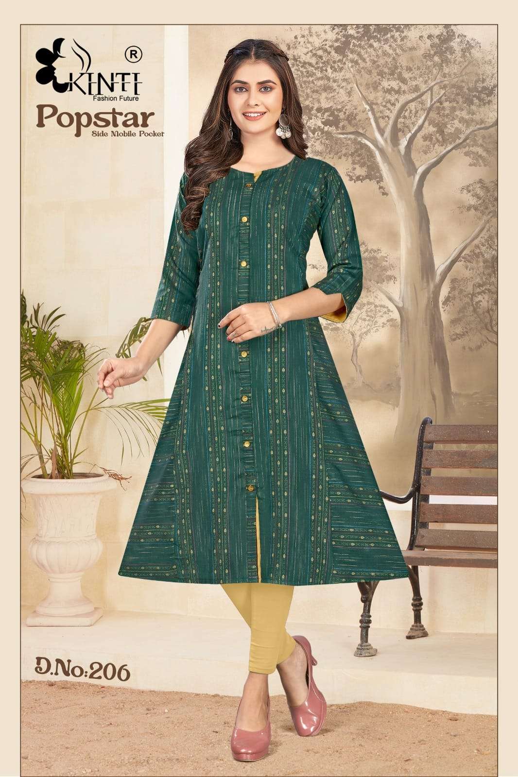 popstar Vol-2 By Kinti 201 To 208 Series Beautiful Stylish Fancy Colorful Casual Wear & Ethnic Wear Handloom Kurtis At Wholesale Price