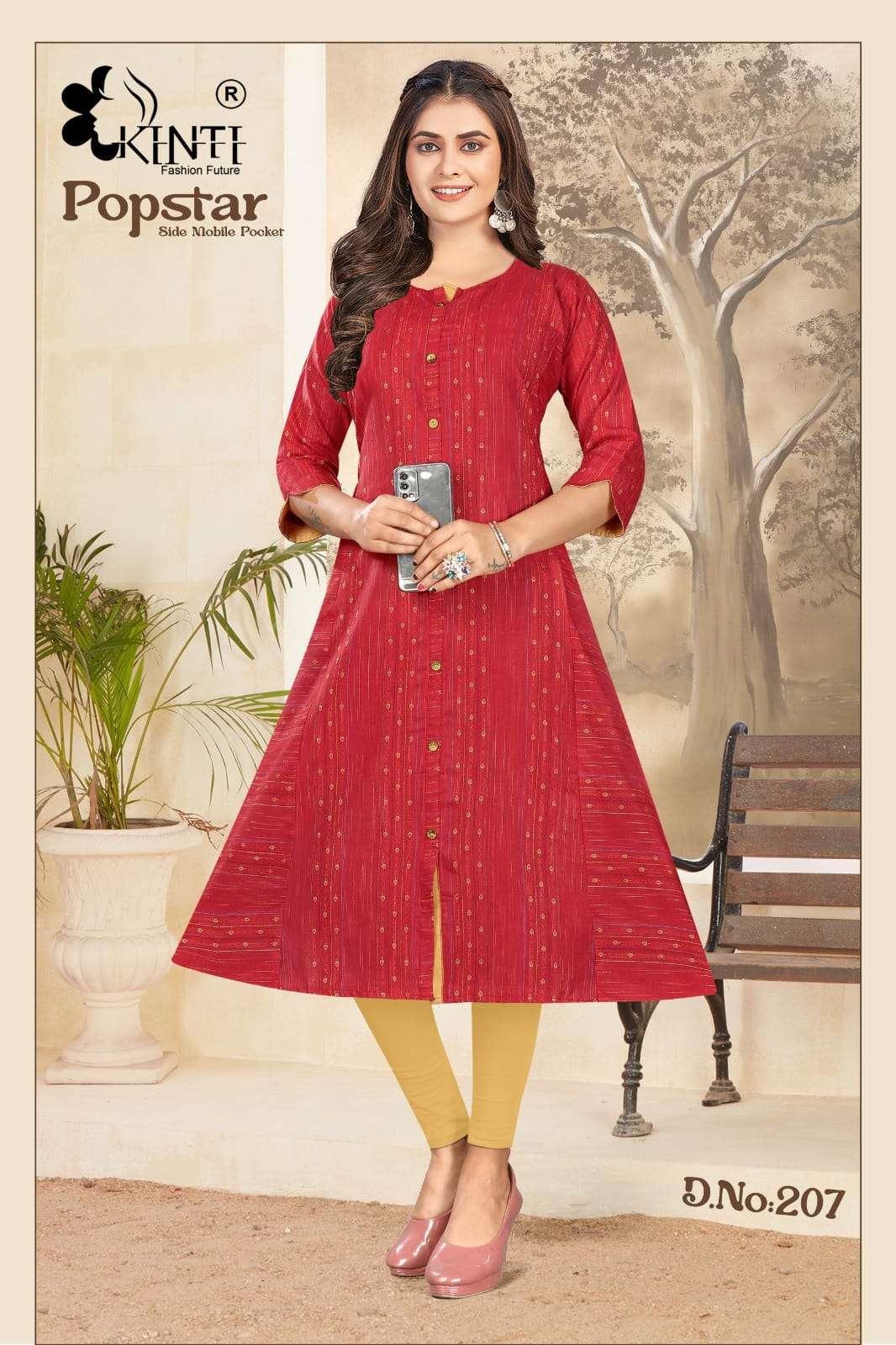 popstar Vol-2 By Kinti 201 To 208 Series Beautiful Stylish Fancy Colorful Casual Wear & Ethnic Wear Handloom Kurtis At Wholesale Price