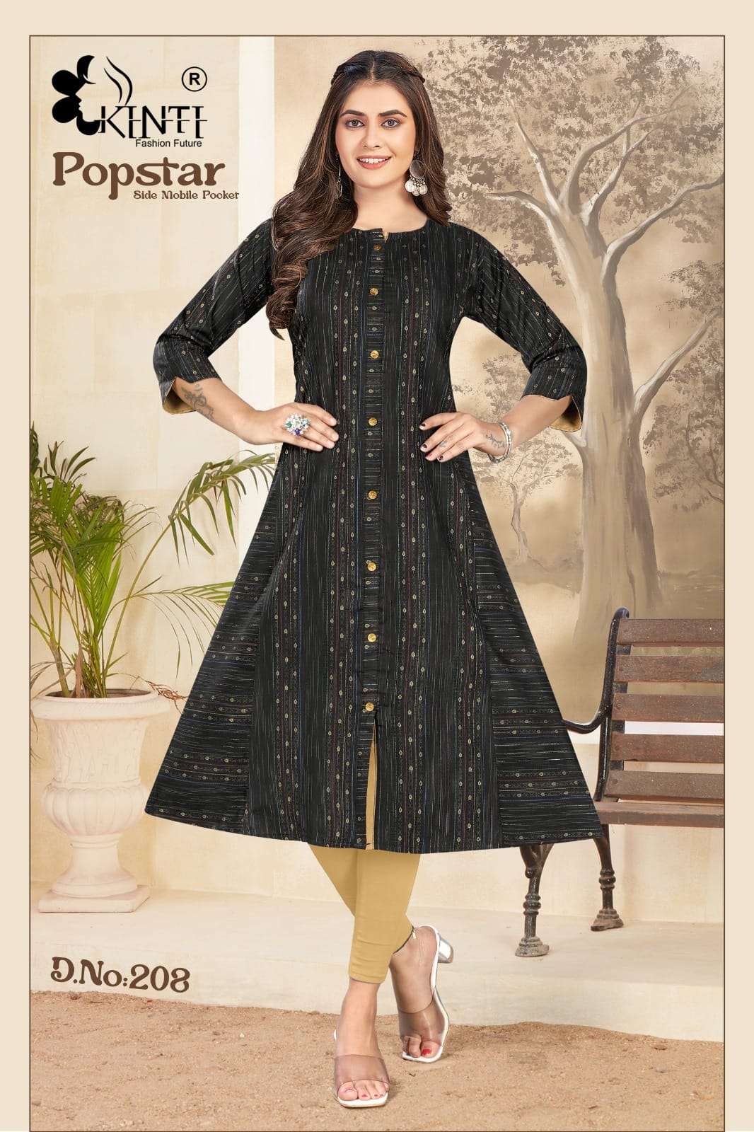 popstar Vol-2 By Kinti 201 To 208 Series Beautiful Stylish Fancy Colorful Casual Wear & Ethnic Wear Handloom Kurtis At Wholesale Price