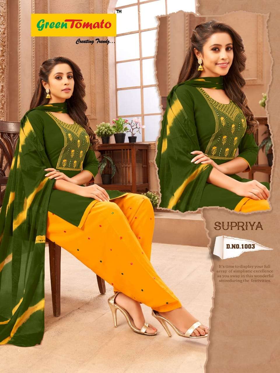 Supriya By Green Tomato 1001 To 1008 Series Beautiful Patiyala Suits Colorful Stylish Fancy Casual Wear & Ethnic Wear Heavy Rayon Dresses At Wholesale Price