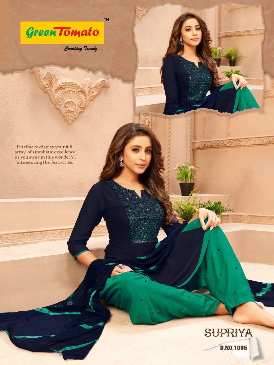 Supriya By Green Tomato 1001 To 1008 Series Beautiful Patiyala Suits Colorful Stylish Fancy Casual Wear & Ethnic Wear Heavy Rayon Dresses At Wholesale Price