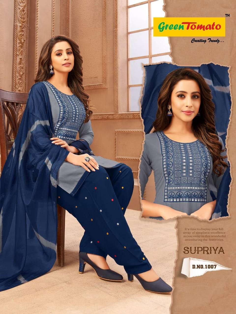 Supriya By Green Tomato 1001 To 1008 Series Beautiful Patiyala Suits Colorful Stylish Fancy Casual Wear & Ethnic Wear Heavy Rayon Dresses At Wholesale Price