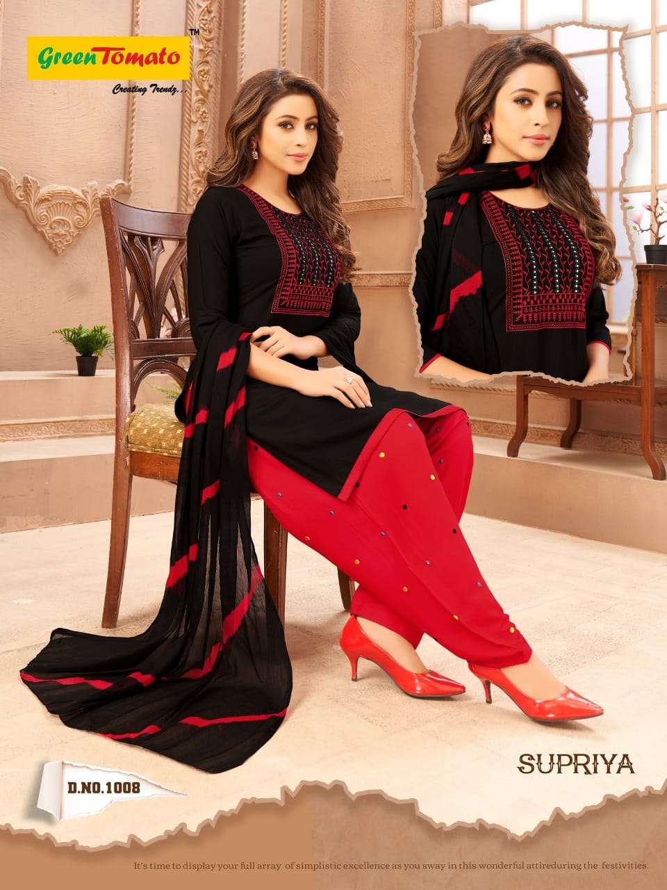 Supriya By Green Tomato 1001 To 1008 Series Beautiful Patiyala Suits Colorful Stylish Fancy Casual Wear & Ethnic Wear Heavy Rayon Dresses At Wholesale Price