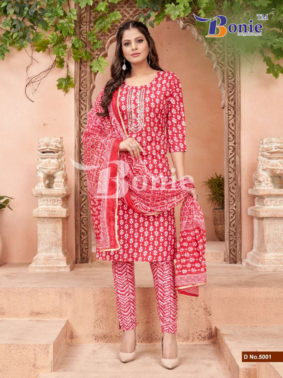 Noor Vol-5 By Bonie 5001 To 5005 Series Beautiful Festive Suits Colorful Stylish Fancy Casual Wear & Ethnic Wear Cotton Print Dresses At Wholesale Price