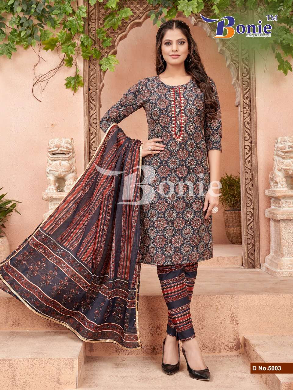 Noor Vol-5 By Bonie 5001 To 5005 Series Beautiful Festive Suits Colorful Stylish Fancy Casual Wear & Ethnic Wear Cotton Print Dresses At Wholesale Price