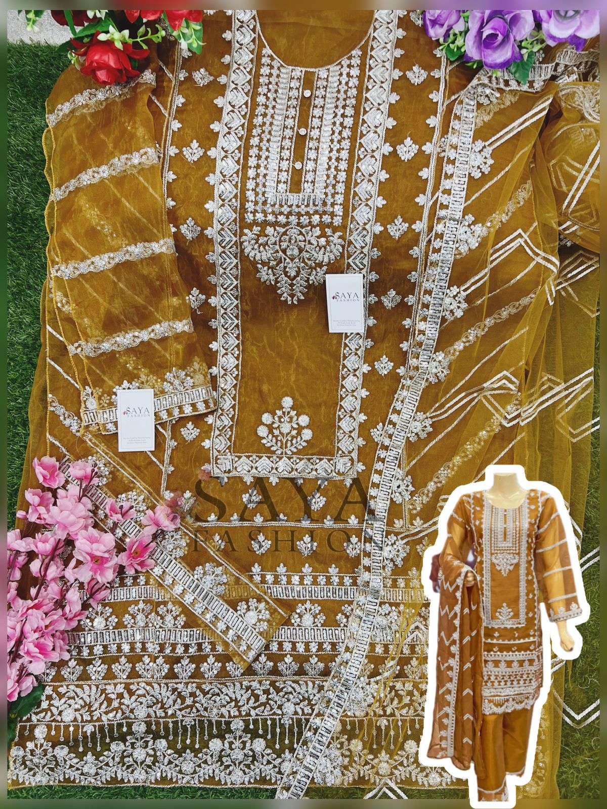 Saya-004 Colours By Saya Fashion 004-A To 004-B Series Pakistani Suits Beautiful Fancy Colorful Stylish Party Wear & Occasional Wear Organza Embroidered Dresses At Wholesale Price