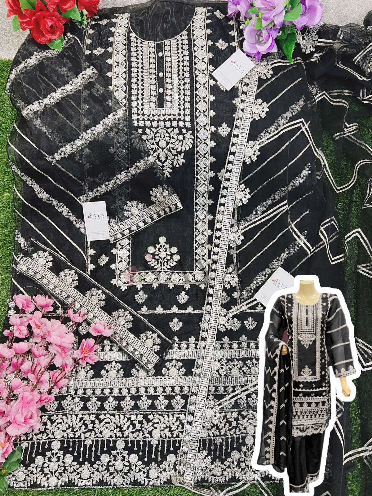 Saya-004 Colours By Saya Fashion 004-A To 004-B Series Pakistani Suits Beautiful Fancy Colorful Stylish Party Wear & Occasional Wear Organza Embroidered Dresses At Wholesale Price