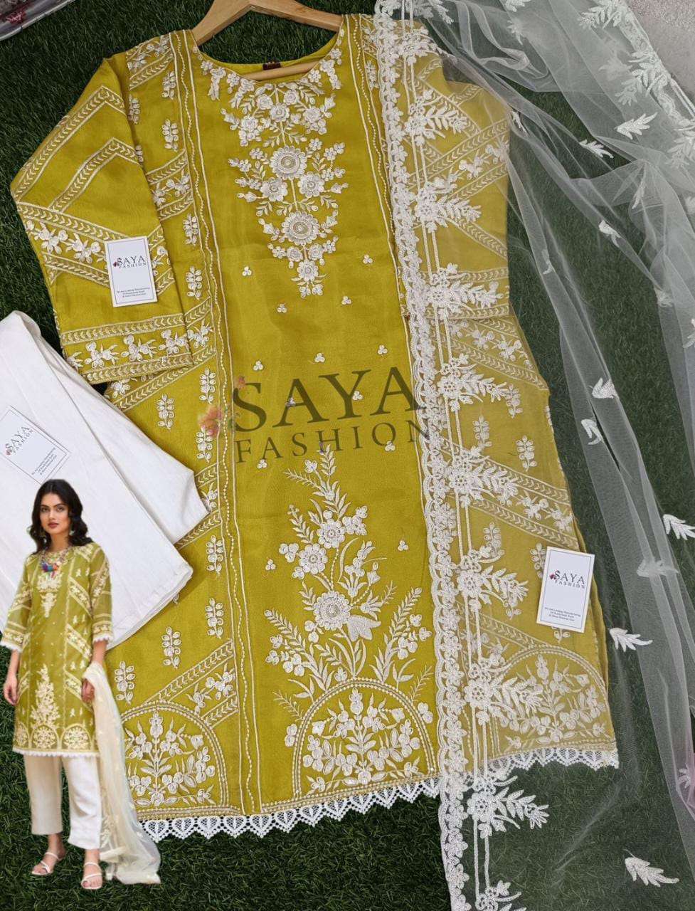 Saya-001 Colours By Saya Fashion 001-A To 001-B Series Pakistani Suits Beautiful Fancy Colorful Stylish Party Wear & Occasional Wear Organza Embroidered Dresses At Wholesale Price