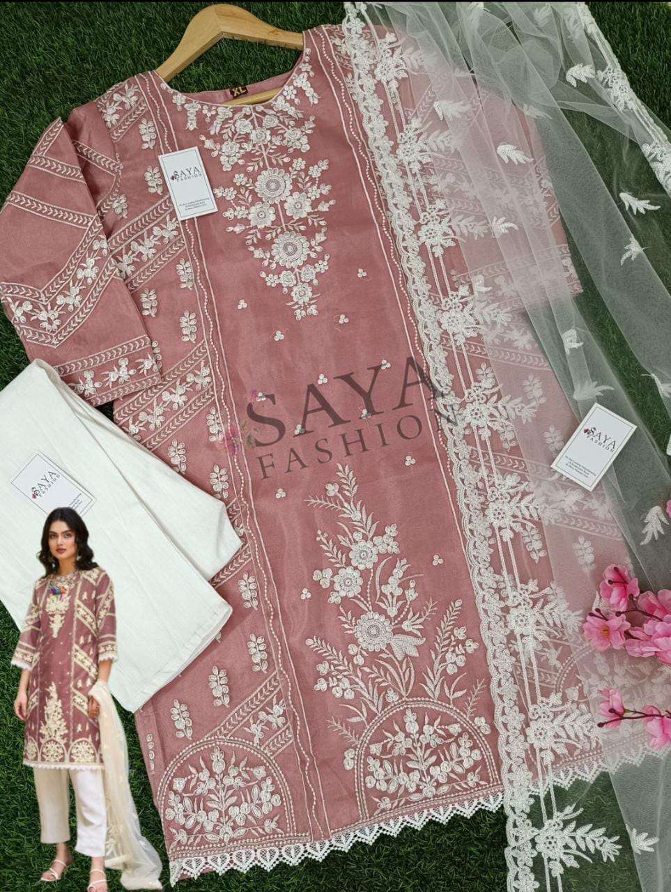 Saya-001 Colours By Saya Fashion 001-A To 001-B Series Pakistani Suits Beautiful Fancy Colorful Stylish Party Wear & Occasional Wear Organza Embroidered Dresses At Wholesale Price