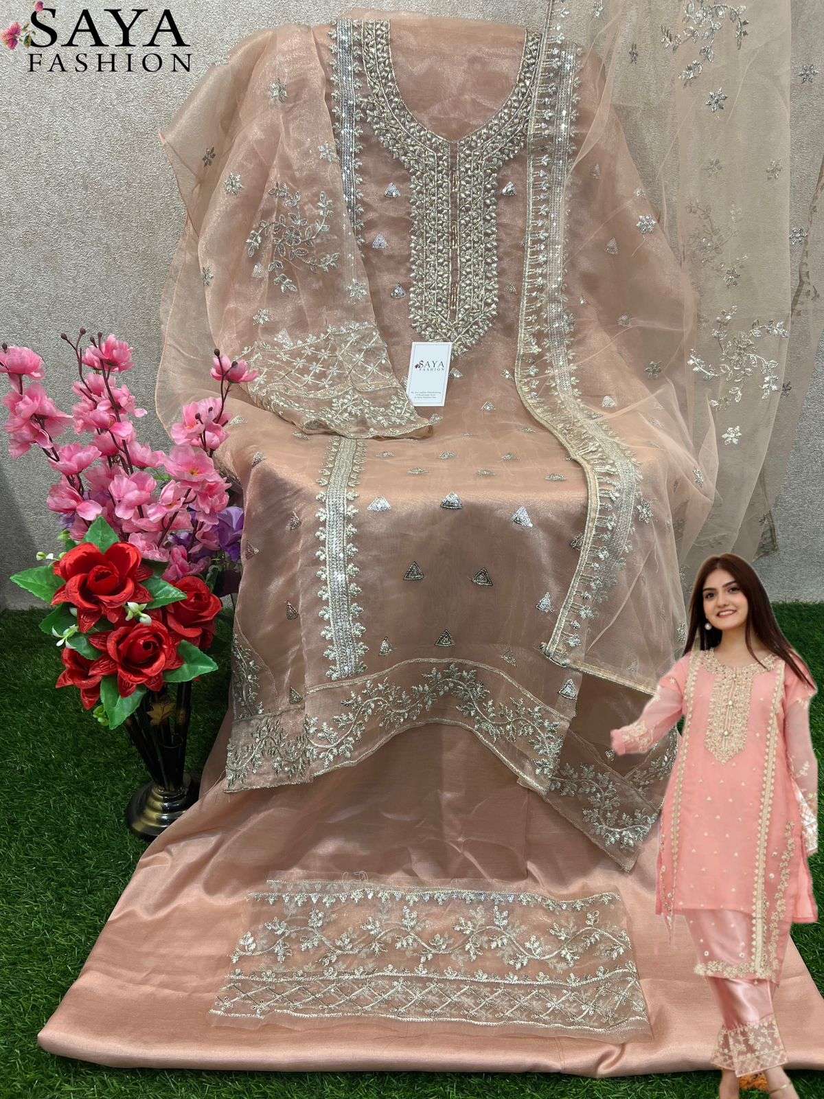 Saya-002 Colours By Saya Fashion 002-E To 002-G Series Pakistani Suits Beautiful Fancy Colorful Stylish Party Wear & Occasional Wear Organza Embroidered Dresses At Wholesale Price