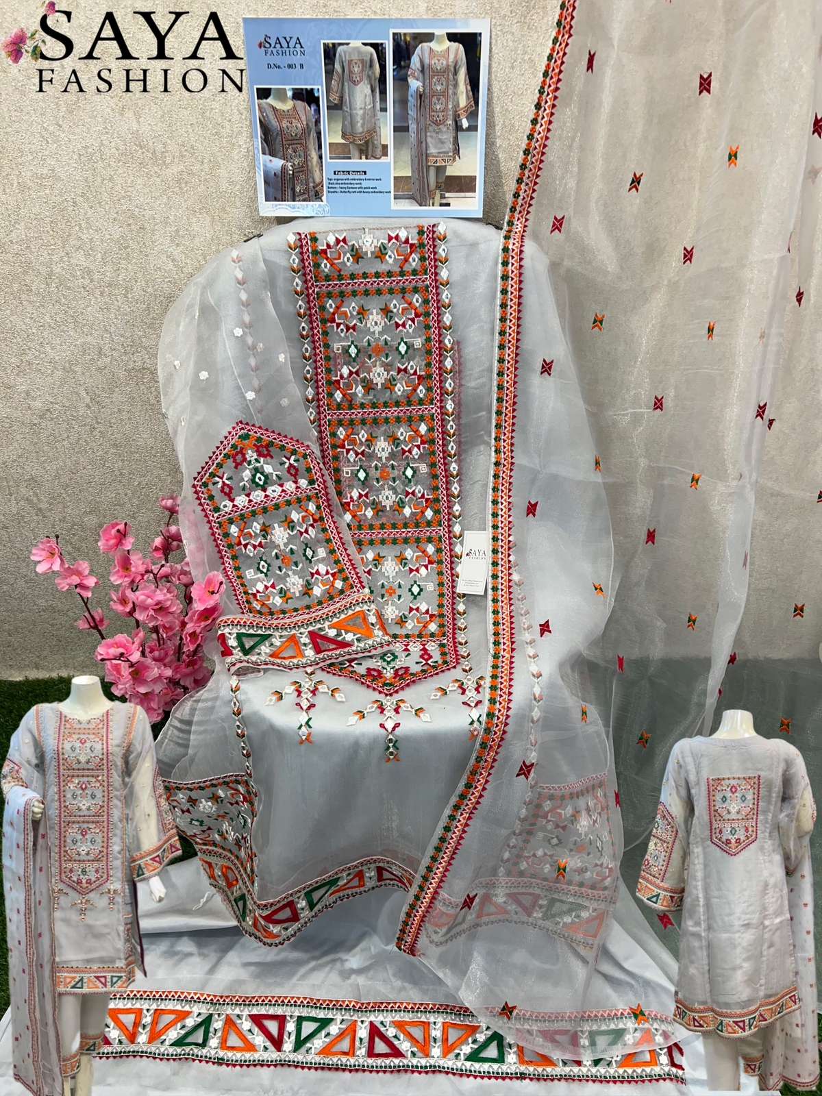 Saya-003 Colours By Saya Fashion 003-A To 003-B Series Pakistani Suits Beautiful Fancy Colorful Stylish Party Wear & Occasional Wear Organza Embroidered Dresses At Wholesale Price