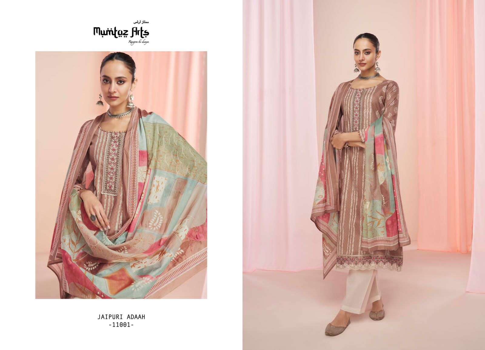 Jaipuri Adaah By Mumtaz Arts 11001 To 11008 Series Beautiful Suits Colorful Stylish Fancy Casual Wear & Ethnic Wear Pure Lawn Digital Print Dresses At Wholesale Price