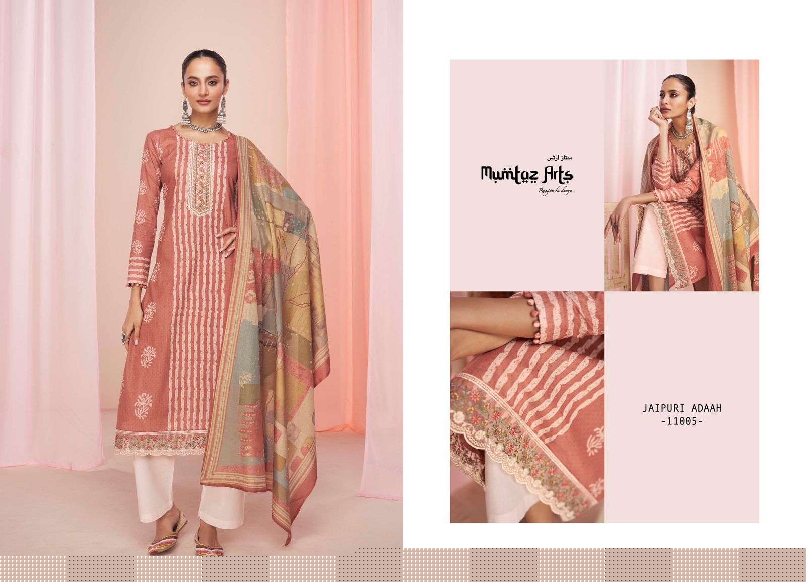 Jaipuri Adaah By Mumtaz Arts 11001 To 11008 Series Beautiful Suits Colorful Stylish Fancy Casual Wear & Ethnic Wear Pure Lawn Digital Print Dresses At Wholesale Price