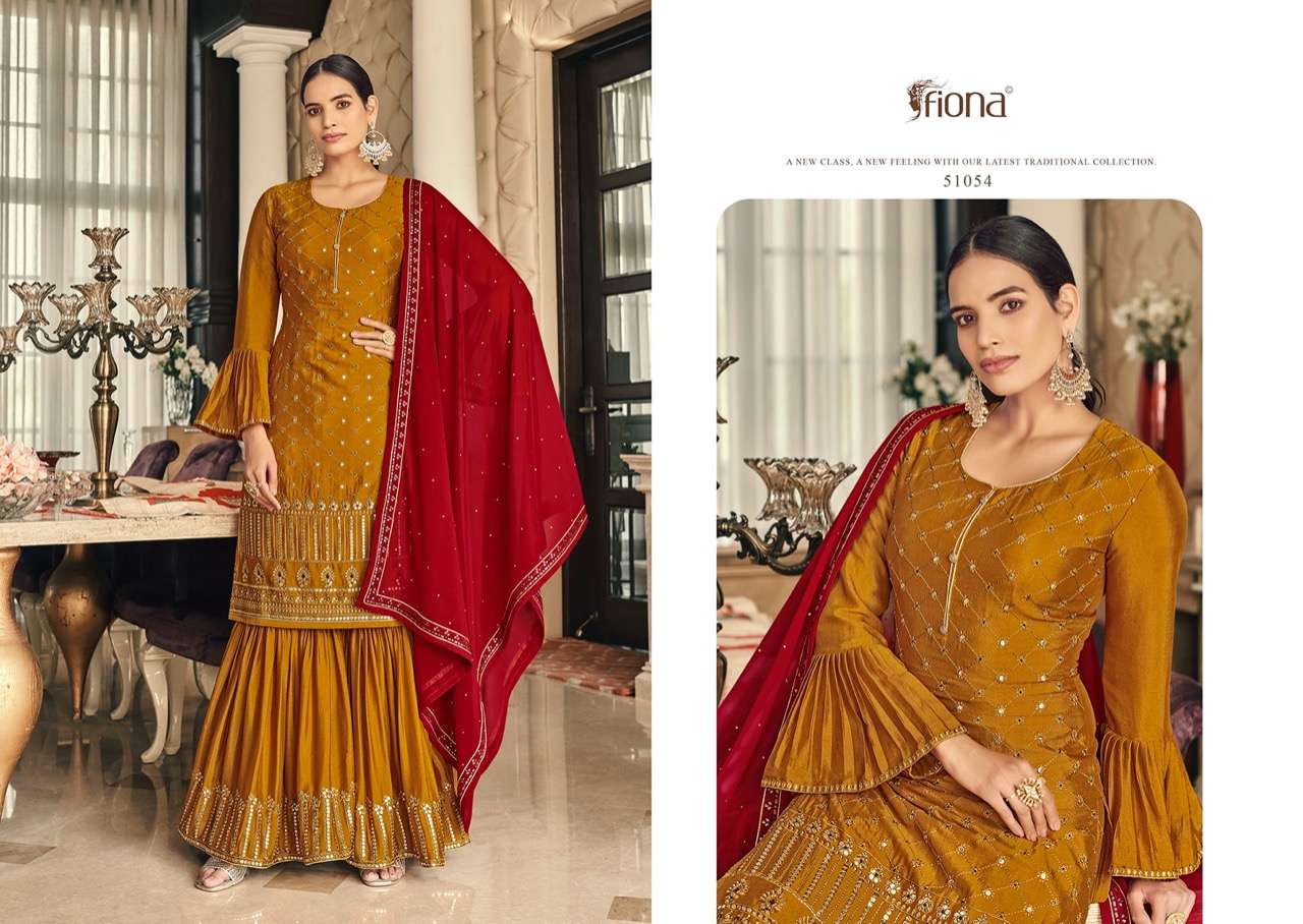 Shabana By Fiona 51051 To 51054 Series Designer Sharara Suits Collection Beautiful Stylish Fancy Colorful Party Wear & Occasional Wear Georgette Embroidered Dresses At Wholesale Price