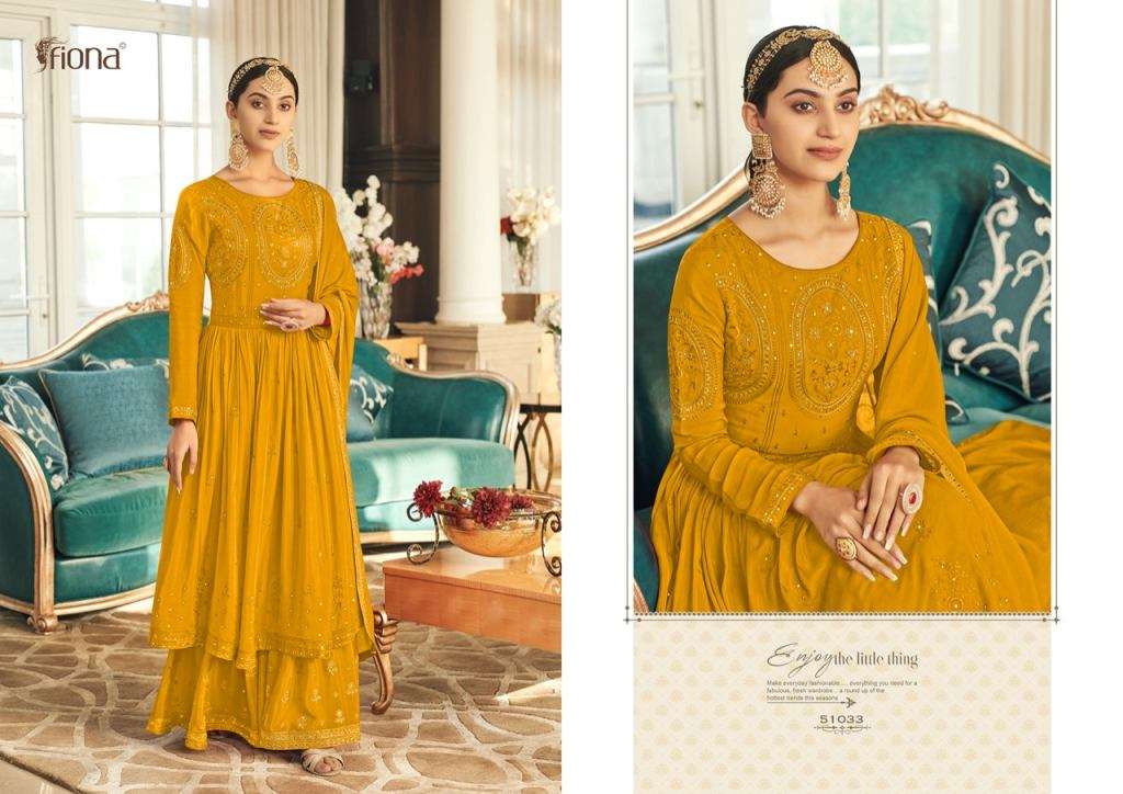 Sahana By Fiona 51031 To 51034 Series Designer Sharara Suits Collection Beautiful Stylish Fancy Colorful Party Wear & Occasional Wear Chinnon Embroidered Dresses At Wholesale Price