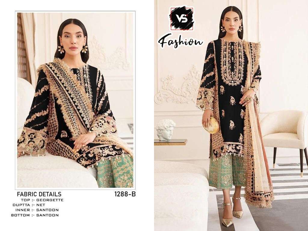 VS Hit Design 1288 Colours By VS Fashion Beautiful Stylish Pakistani Suits Fancy Colorful Casual Wear & Ethnic Wear & Ready To Wear Georgette Embroidery Dresses At Wholesale Price