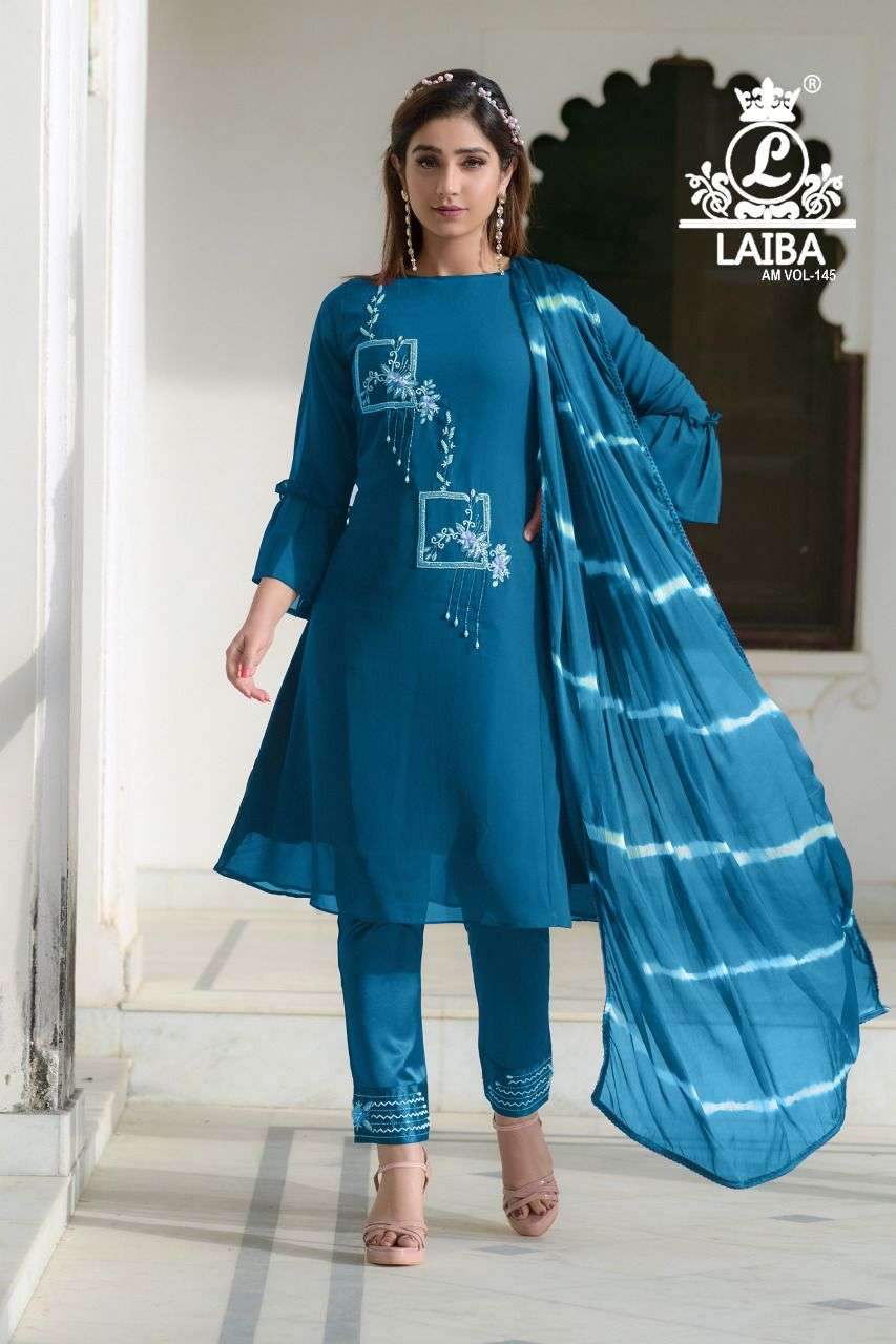 Am Vol-145 By Laiba 01 To 04 Series Beautiful Suits Colorful Stylish Fancy Casual Wear & Ethnic Wear Pure Georgette Print Dresses At Wholesale Price