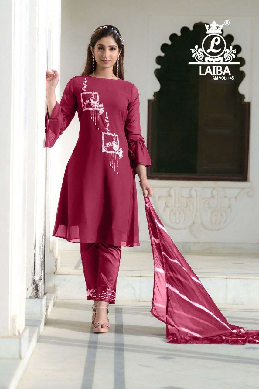 Am Vol-145 By Laiba 01 To 04 Series Beautiful Suits Colorful Stylish Fancy Casual Wear & Ethnic Wear Pure Georgette Print Dresses At Wholesale Price