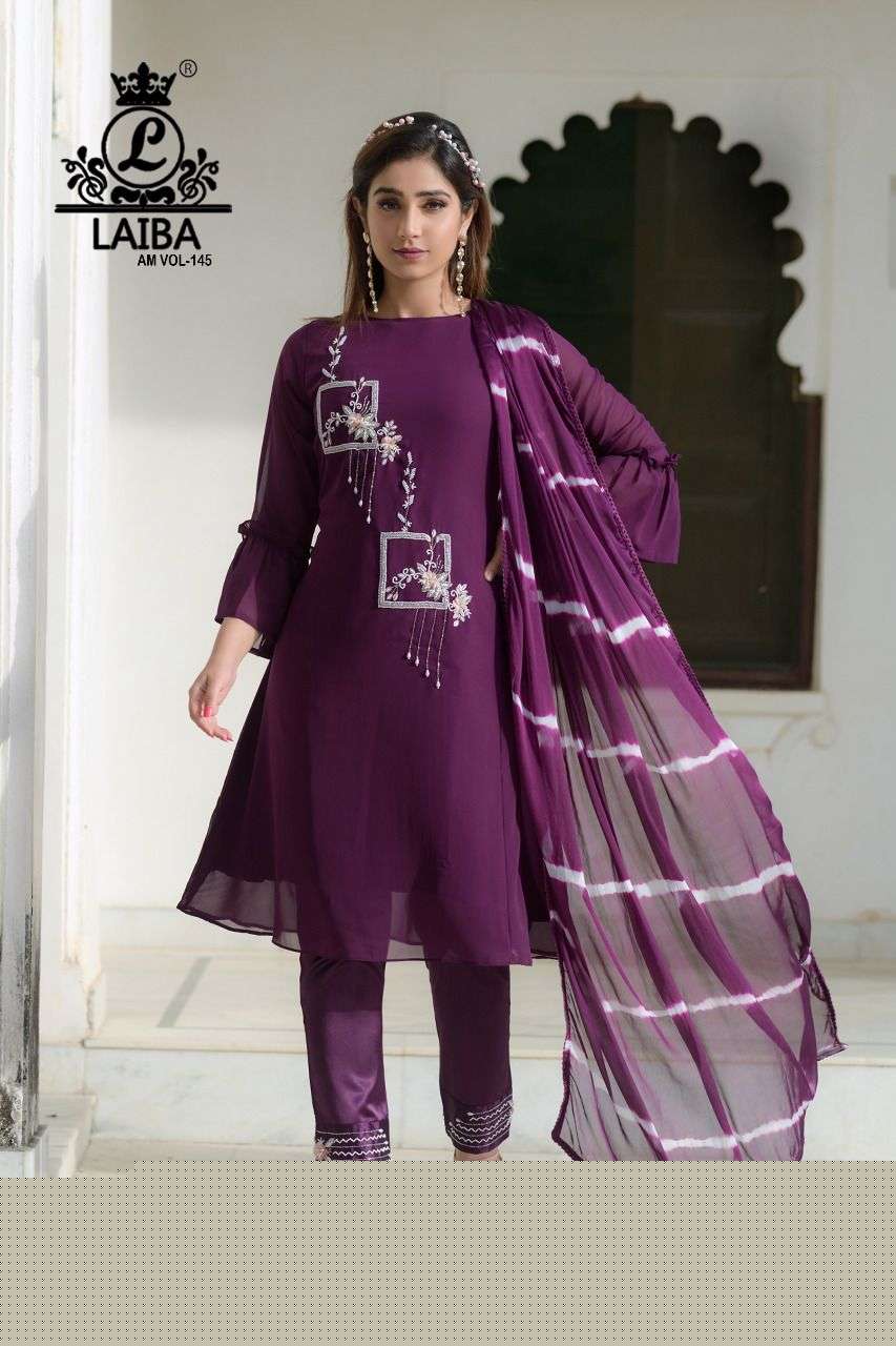 Am Vol-145 By Laiba 01 To 04 Series Beautiful Suits Colorful Stylish Fancy Casual Wear & Ethnic Wear Pure Georgette Print Dresses At Wholesale Price