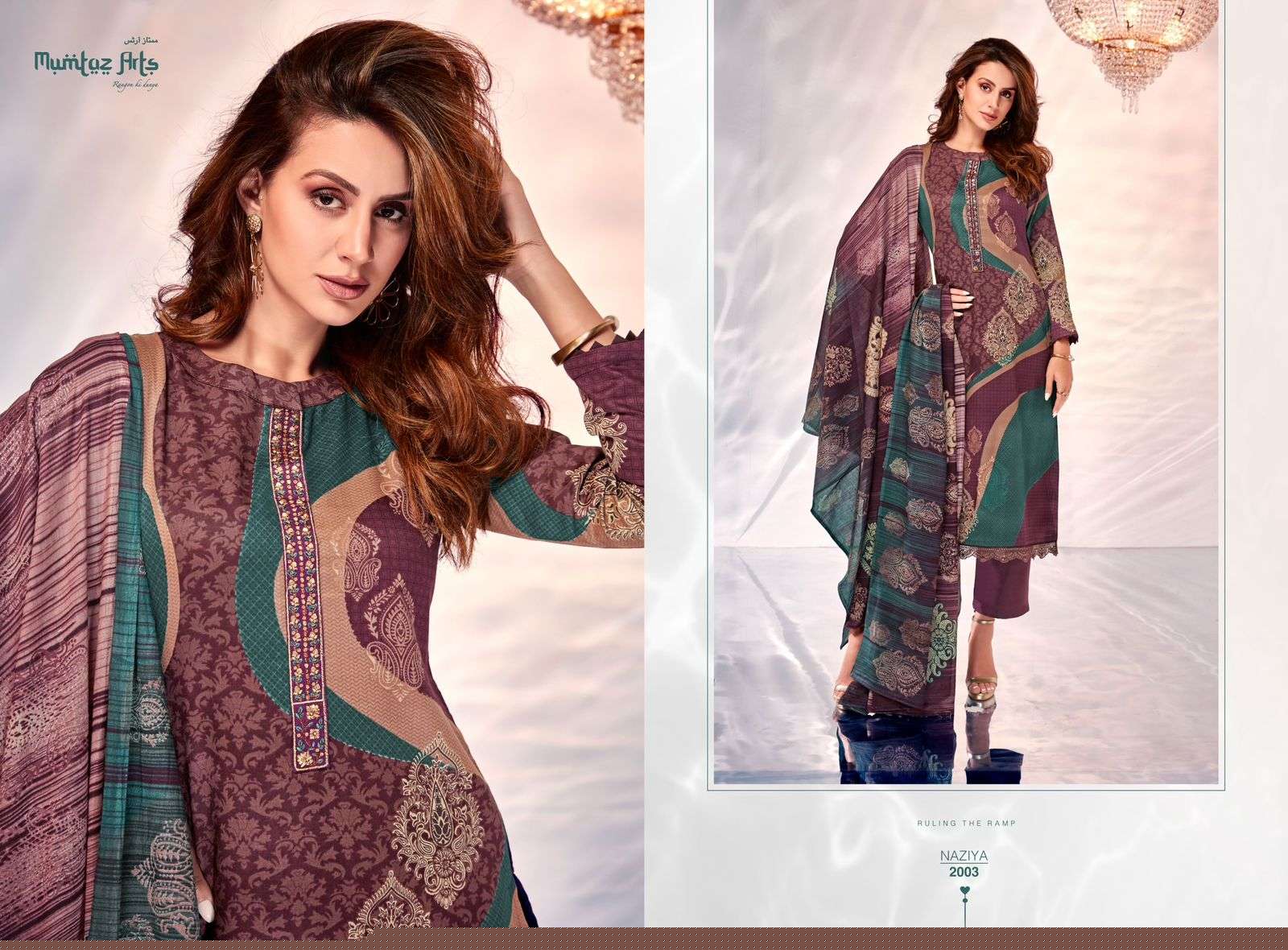 Naziya By Mumtaz Arts 2001 To 2008 Series Beautiful Winter Suits Colorful Stylish Fancy Casual Wear & Ethnic Wear Pure Jam Satin Print With Embroidered Dresses At Wholesale Price