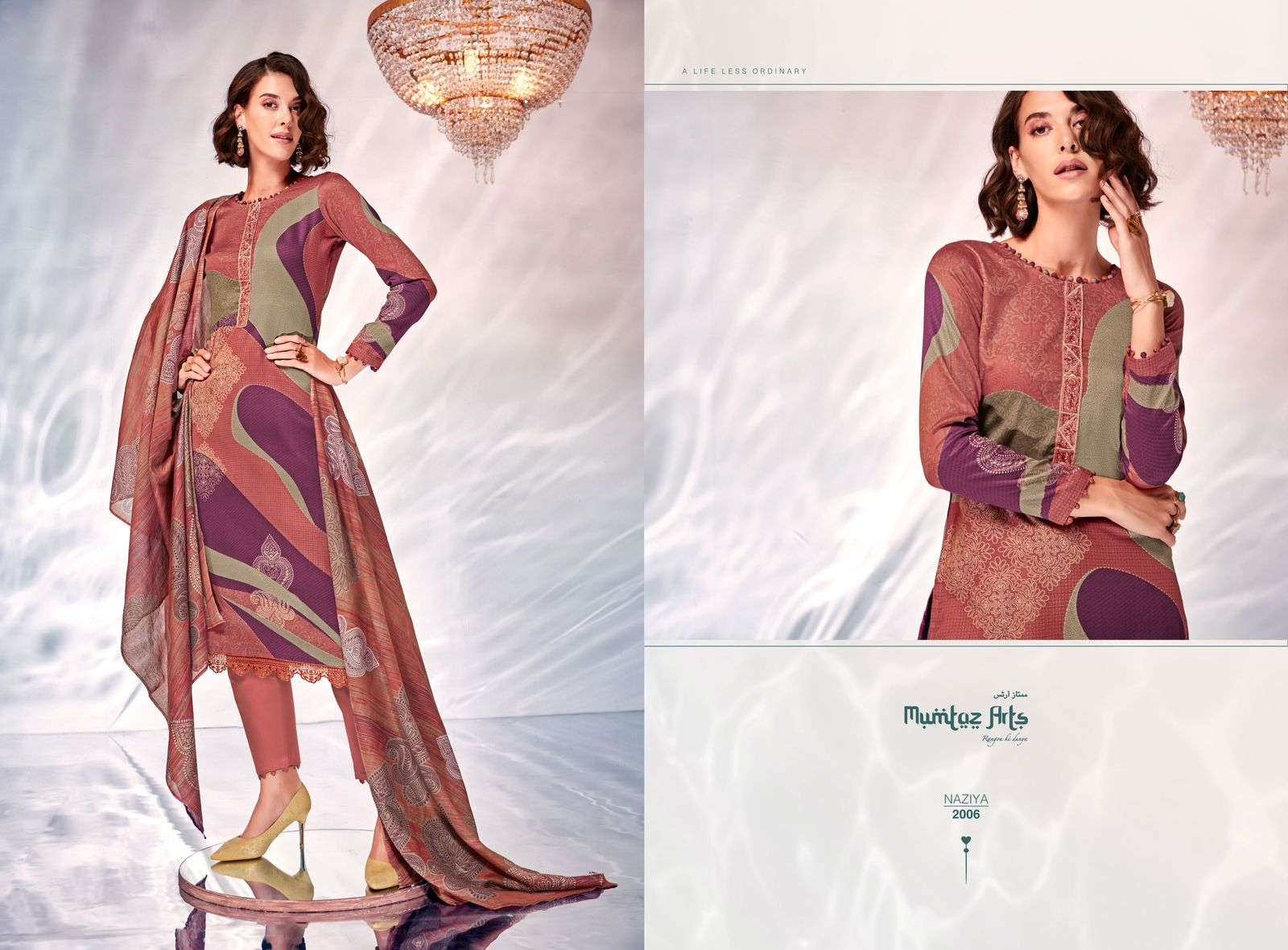 Naziya By Mumtaz Arts 2001 To 2008 Series Beautiful Winter Suits Colorful Stylish Fancy Casual Wear & Ethnic Wear Pure Jam Satin Print With Embroidered Dresses At Wholesale Price